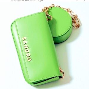Sandro Vert Pomme Mini Purse Green Chain Strap Women's Bag